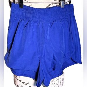 Women's Adidas Pacer Athletic Training High Rise Shorts 3" Inseam Cobalt Blue